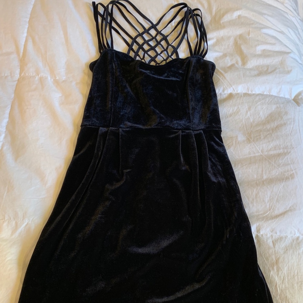 Black velvet cocktail dress